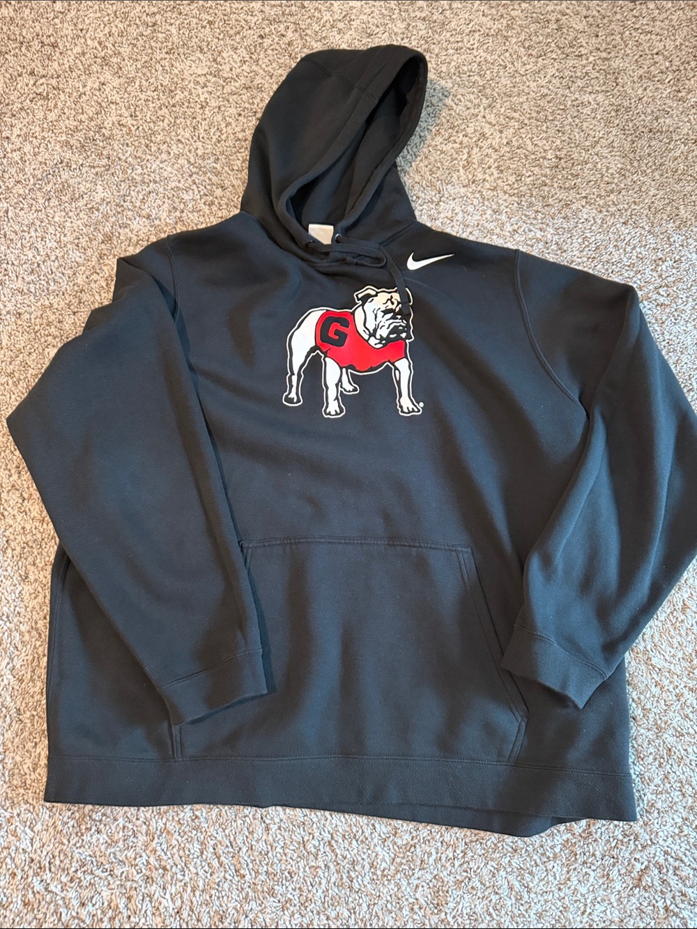 Nike Black Crewneck Hoodie with Red Bulldog Graphic